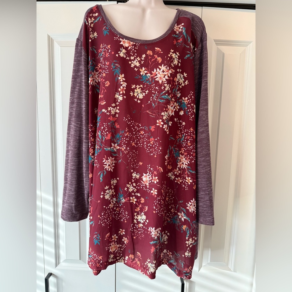 Ulla Popken purple floral tunic top shirt 28 30 4x